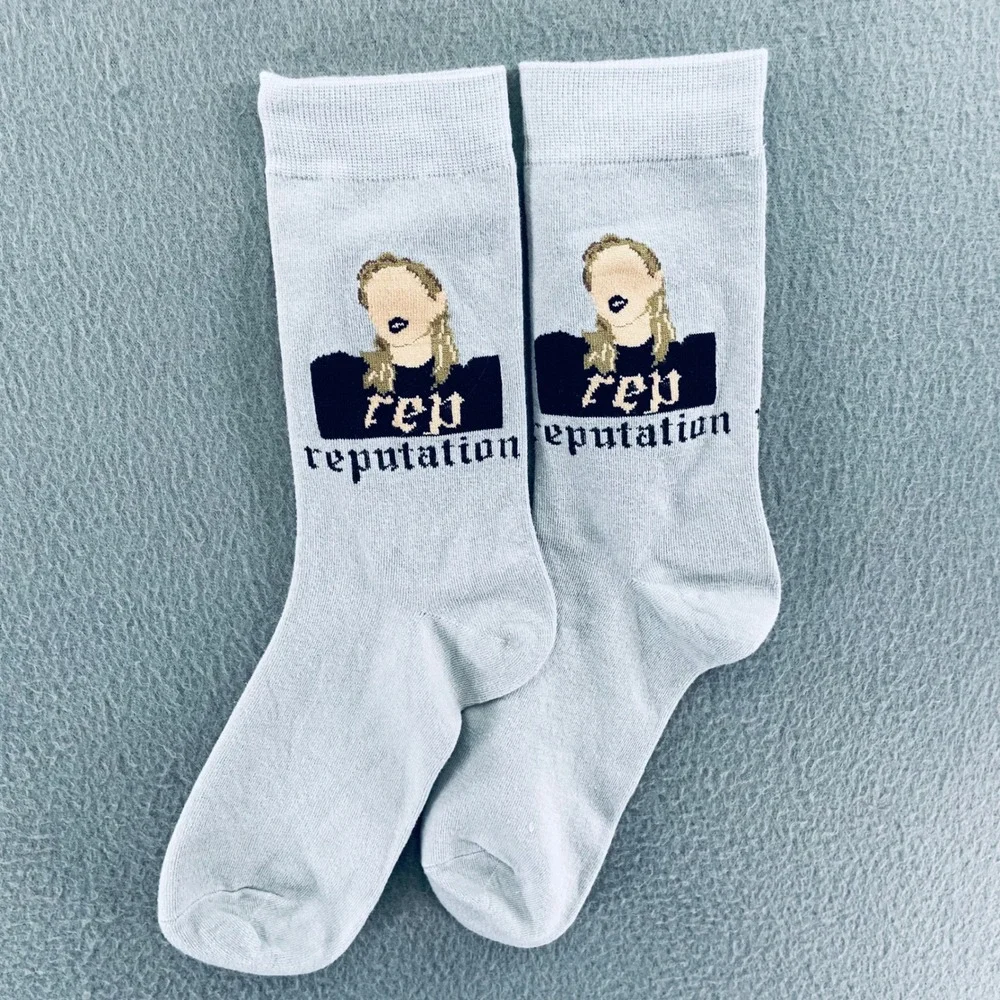 Taylor Swift Women Crew Socks Blue Reputation Pop Culture One Size Fan Merch